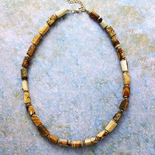 Collier Minimaliste en Jaspe Paysage