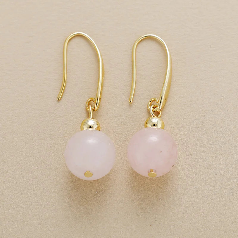 Ensemble Collier et Boucles d'Oreilles Quartz Rose