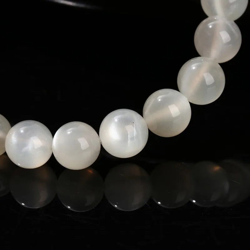 Bracelet en pierre de lune blanche / translucide