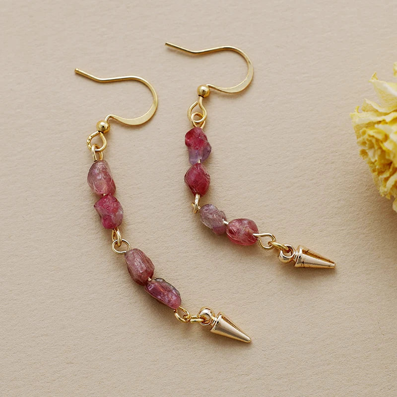Boucles d’oreilles Bohème Tourmaline Rose