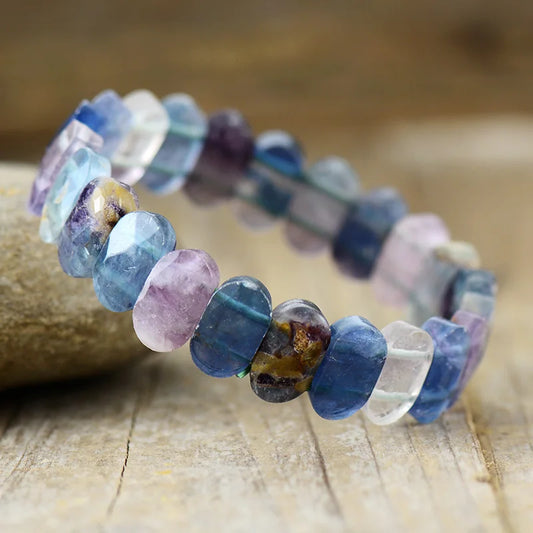 Bracelet Élastique en Fluorite Multicolore