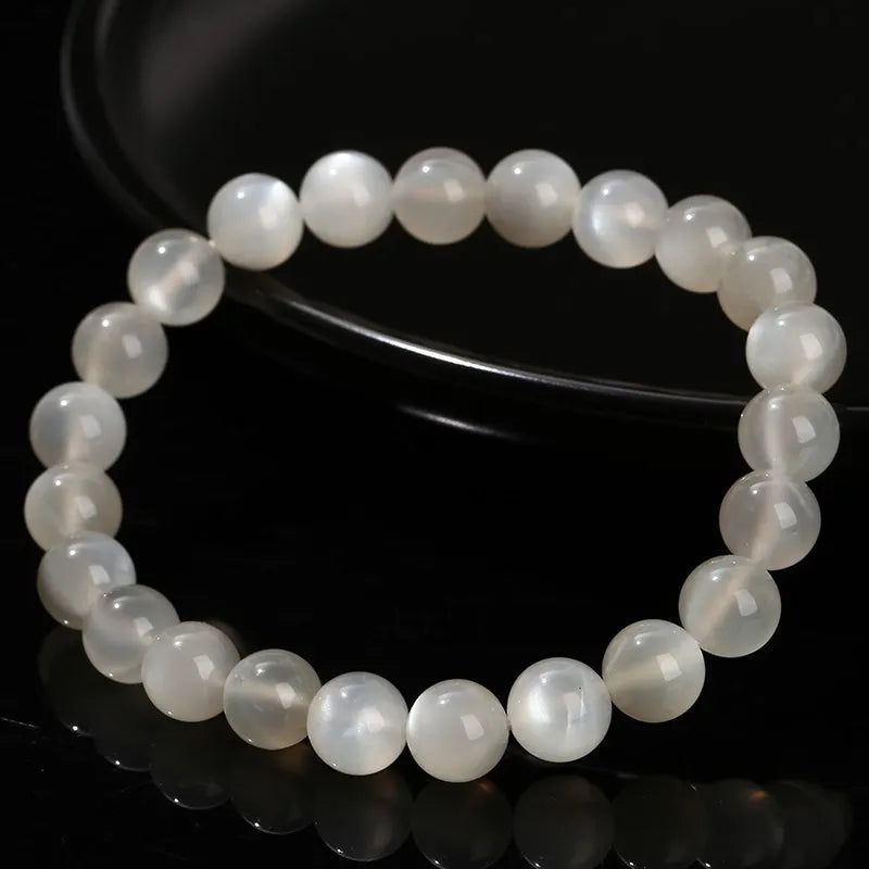 Bracelet en pierre de lune blanche / translucide