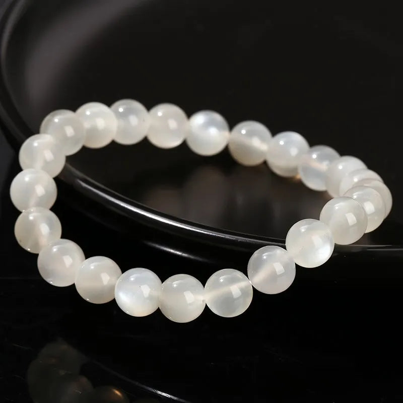 Bracelet en pierre de lune blanche / translucide