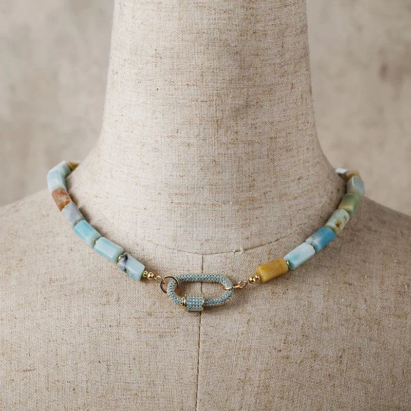 Collier Choker Minimaliste en Amazonite