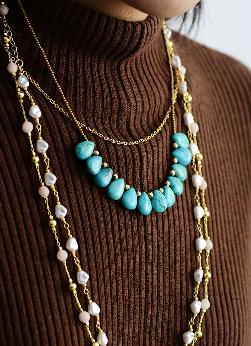 Collier Bohème en Turquoise Gouttes