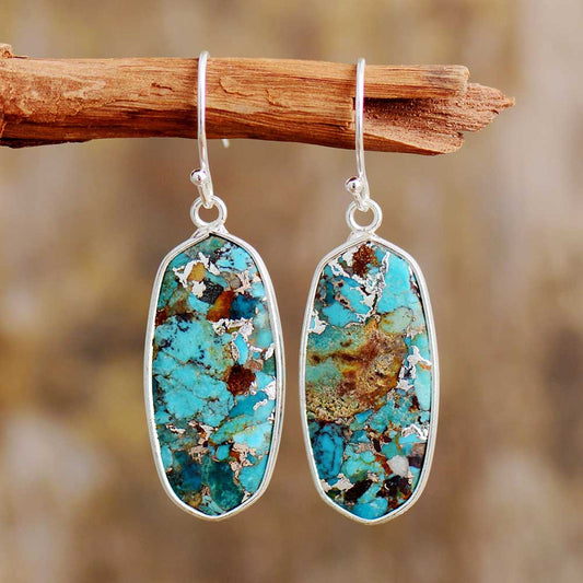 Boucles d'Oreilles en pierres naturelles de Turquoise