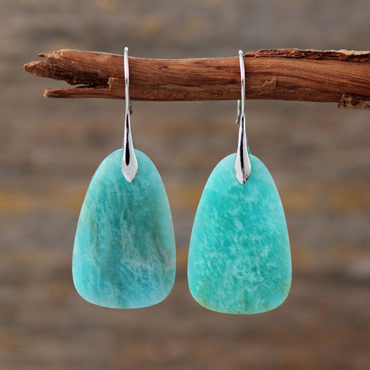 Boucles d'oreilles minimalistes en pierre d'Amazonite