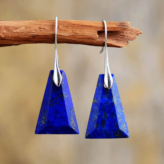 Boucles d'oreilles géométriques en Pierre de Lapis Lazuli